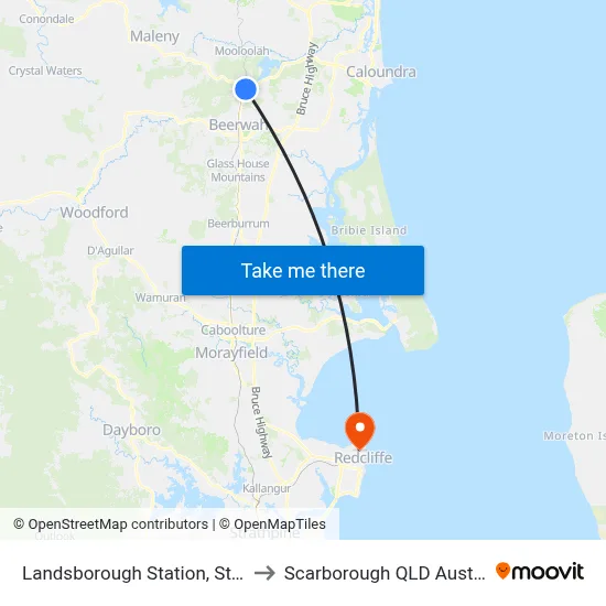 Landsborough Station, Stop A to Scarborough QLD Australia map