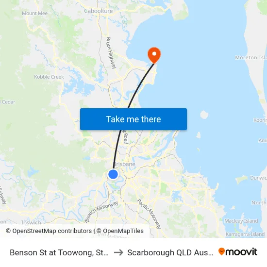 Benson St at Toowong, Stop 14 to Scarborough QLD Australia map