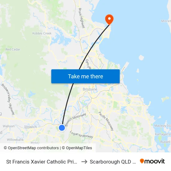 St Francis Xavier Catholic Primary School to Scarborough QLD Australia map