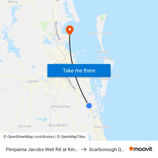 Pimpama Jacobs Well Rd at King's Christian College to Scarborough QLD Australia map