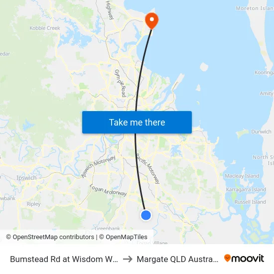 Bumstead Rd at Wisdom Way to Margate QLD Australia map