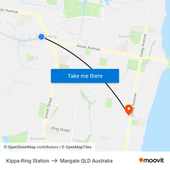 Kippa-Ring Station to Margate QLD Australia map