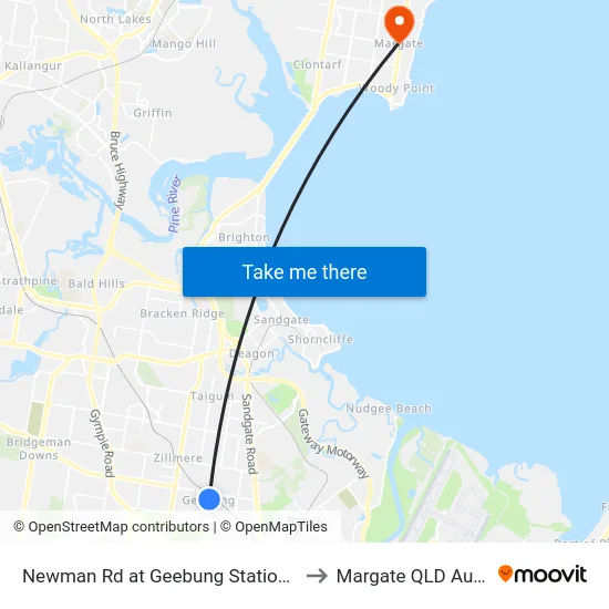 Newman Rd at Geebung Station, Stop 51 to Margate QLD Australia map