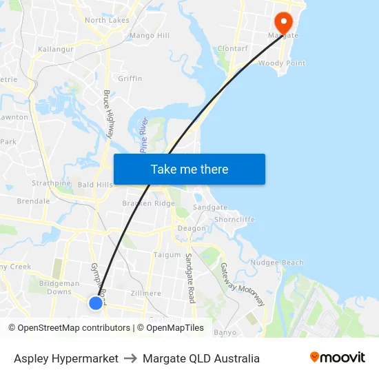 Aspley Hypermarket to Margate QLD Australia map