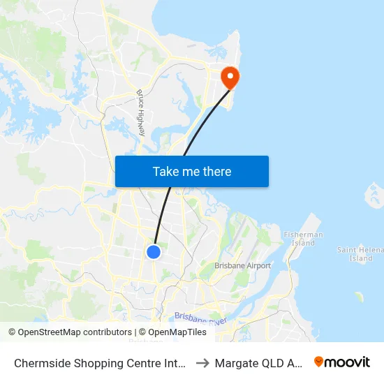 Chermside Shopping Centre Interchange A to Margate QLD Australia map