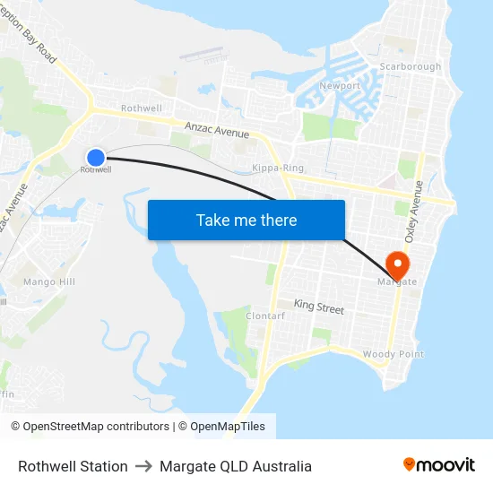 Rothwell Station to Margate QLD Australia map