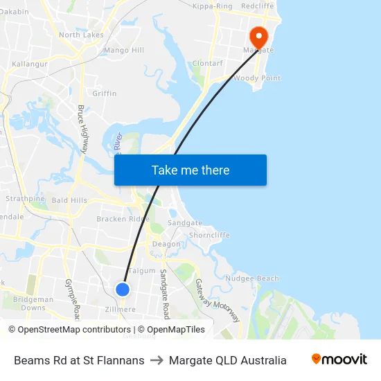 Beams Rd at St Flannans to Margate QLD Australia map
