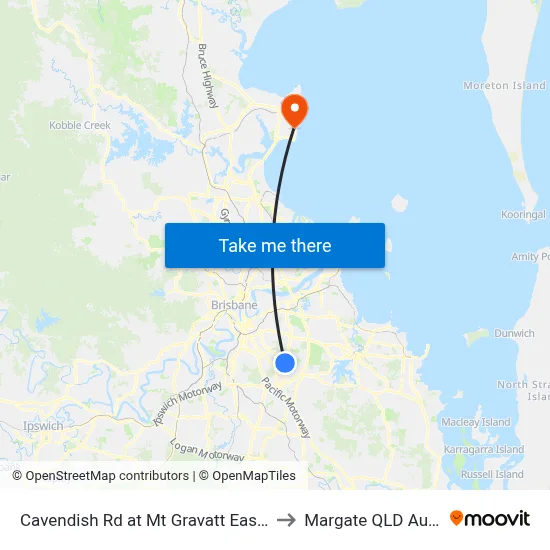 Cavendish Rd at Mt Gravatt East, Stop 60 to Margate QLD Australia map