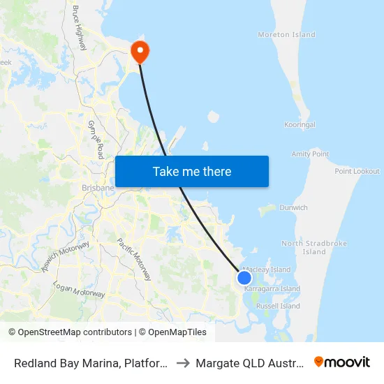 Redland Bay Marina, Platform 1 to Margate QLD Australia map