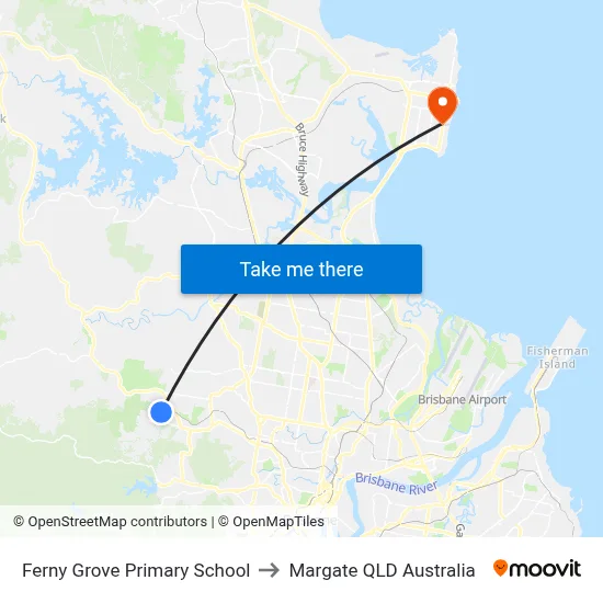 Ferny Grove Primary School to Margate QLD Australia map