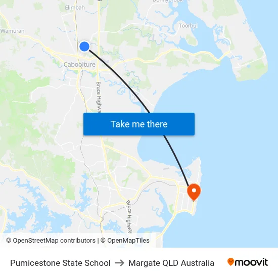 Pumicestone State School to Margate QLD Australia map