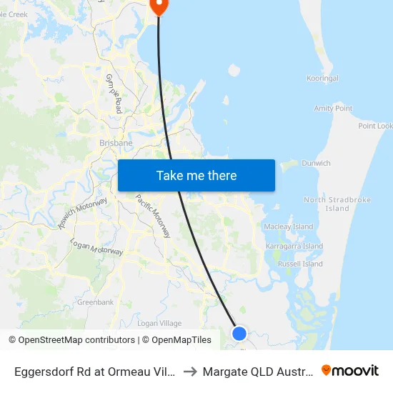 Eggersdorf Rd at Ormeau Village to Margate QLD Australia map