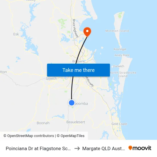 Poinciana Dr at Flagstone Schools to Margate QLD Australia map