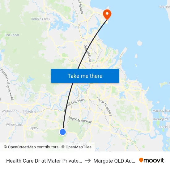 Health Care Dr at Mater Private Hospital to Margate QLD Australia map