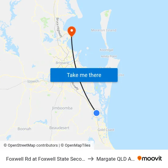 Foxwell Rd at Foxwell State Secondary College to Margate QLD Australia map