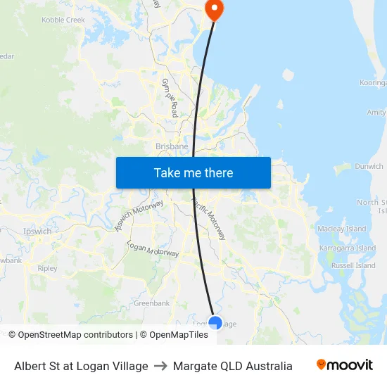Albert St at Logan Village to Margate QLD Australia map