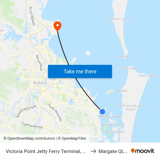 Victoria Point Jetty Ferry Terminal, Moreton Bay (Redland City) to Margate QLD Australia map