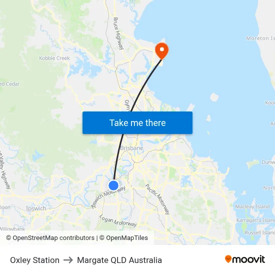 Oxley Station to Margate QLD Australia map