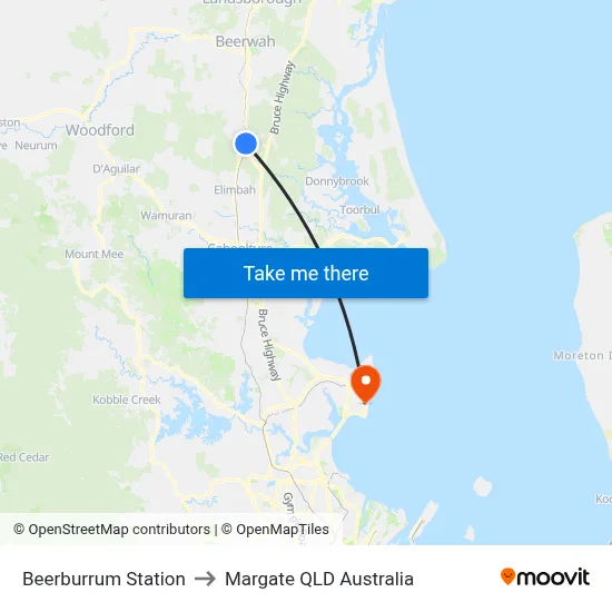 Beerburrum Station to Margate QLD Australia map