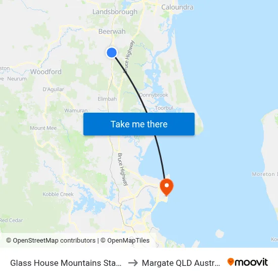 Glass House Mountains Station to Margate QLD Australia map