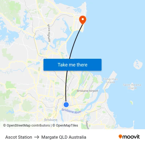 Ascot Station to Margate QLD Australia map