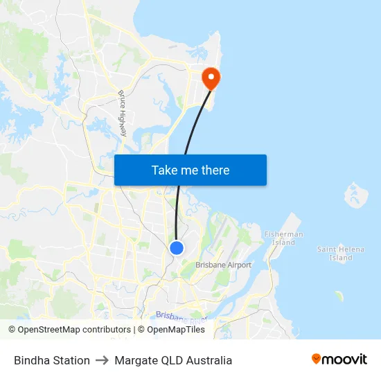 Bindha Station to Margate QLD Australia map
