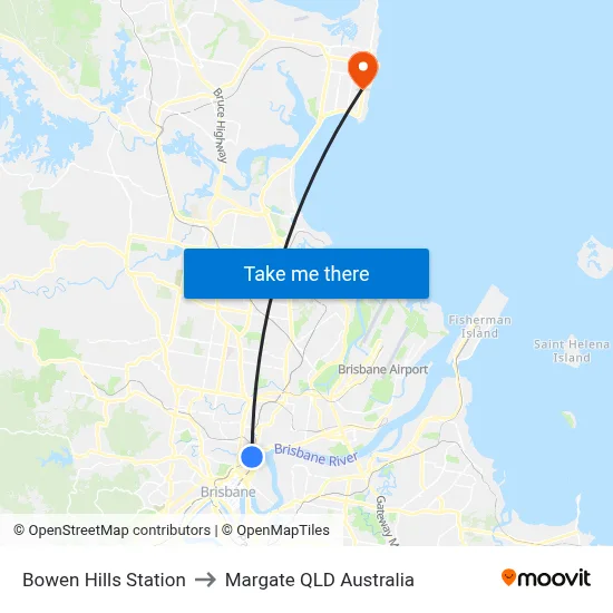 Bowen Hills Station to Margate QLD Australia map