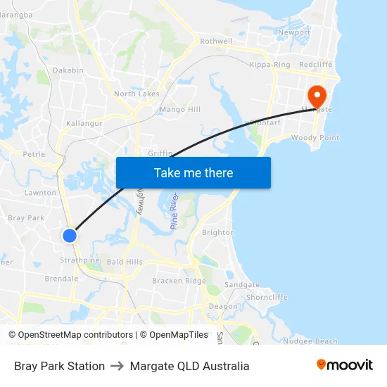 Bray Park Station to Margate QLD Australia map