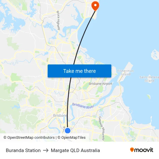 Buranda Station to Margate QLD Australia map