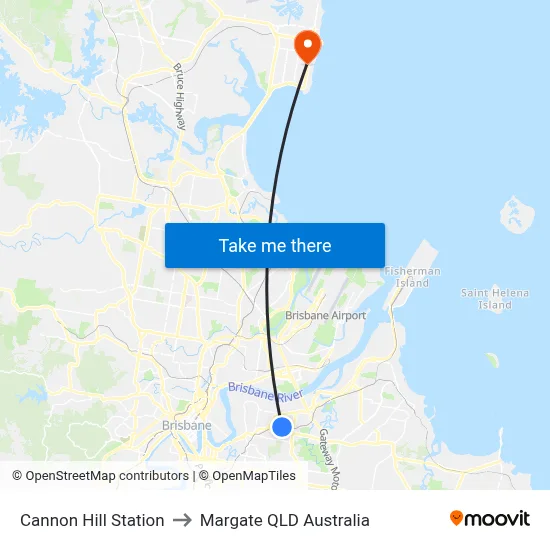 Cannon Hill Station to Margate QLD Australia map