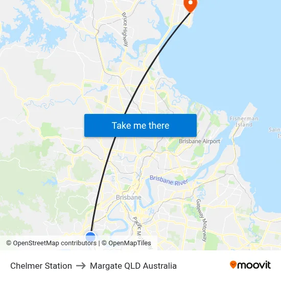 Chelmer Station to Margate QLD Australia map
