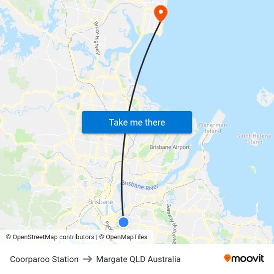 Coorparoo Station to Margate QLD Australia map