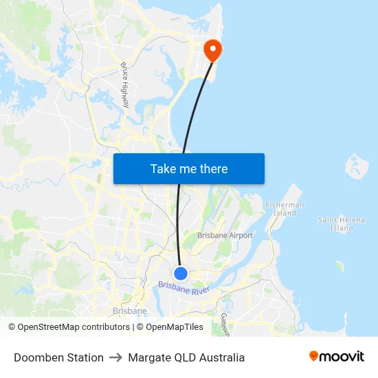 Doomben Station to Margate QLD Australia map