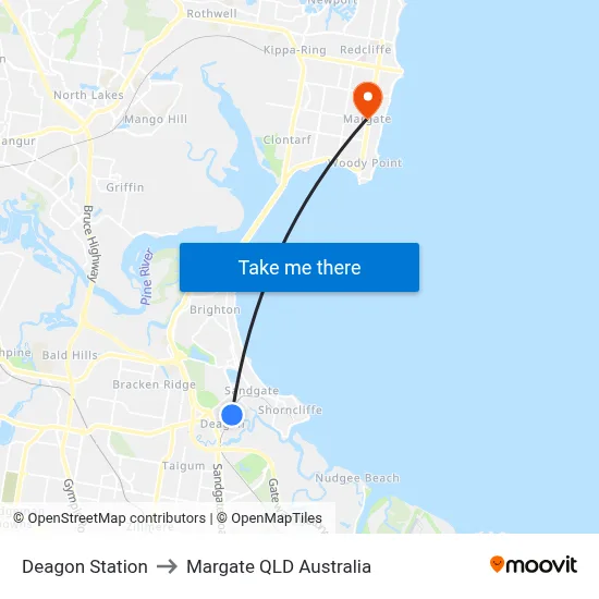 Deagon Station to Margate QLD Australia map