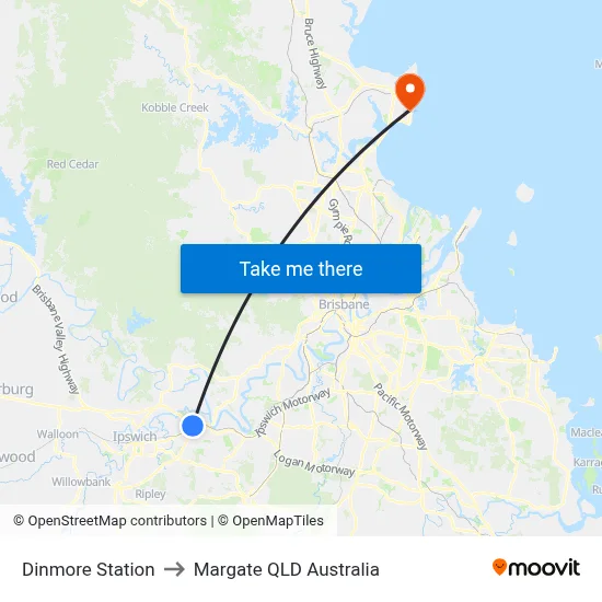 Dinmore Station to Margate QLD Australia map