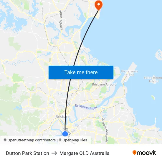 Dutton Park Station to Margate QLD Australia map