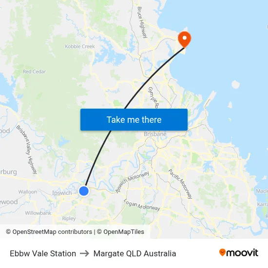 Ebbw Vale Station to Margate QLD Australia map