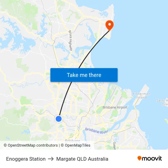 Enoggera Station to Margate QLD Australia map