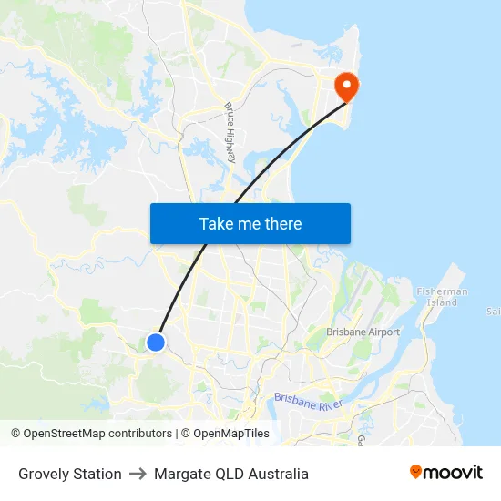 Grovely Station to Margate QLD Australia map