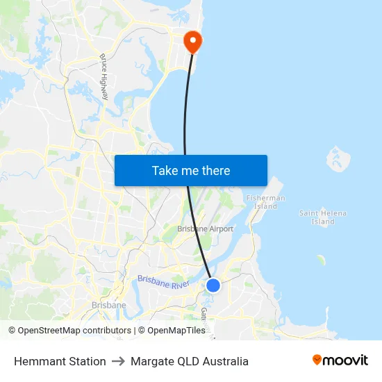 Hemmant Station to Margate QLD Australia map