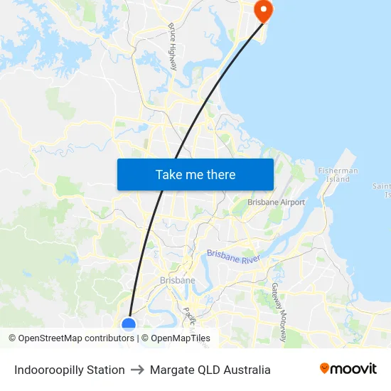 Indooroopilly Station to Margate QLD Australia map