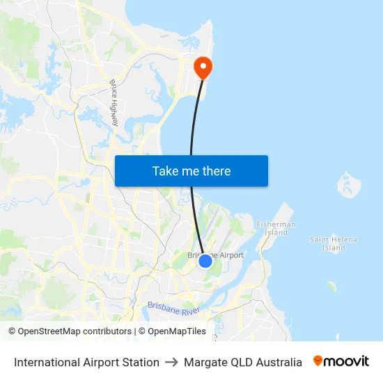 International Airport Station to Margate QLD Australia map