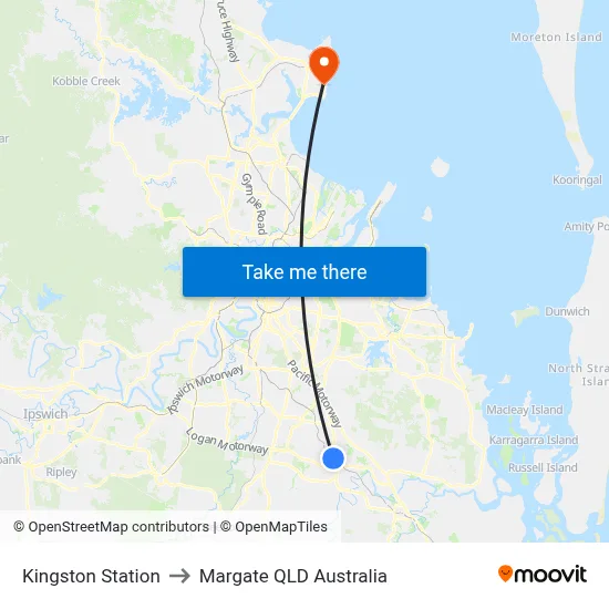 Kingston Station to Margate QLD Australia map