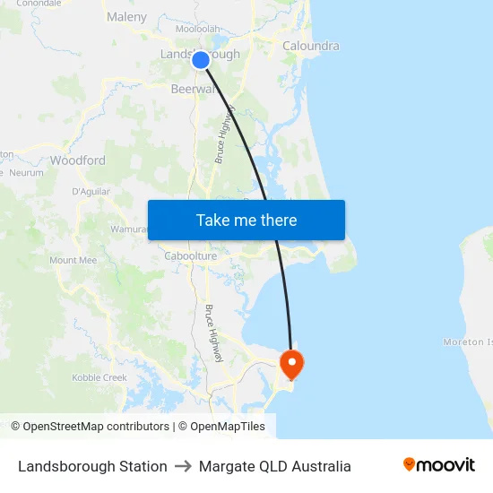 Landsborough Station to Margate QLD Australia map