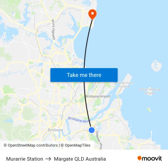 Murarrie Station to Margate QLD Australia map
