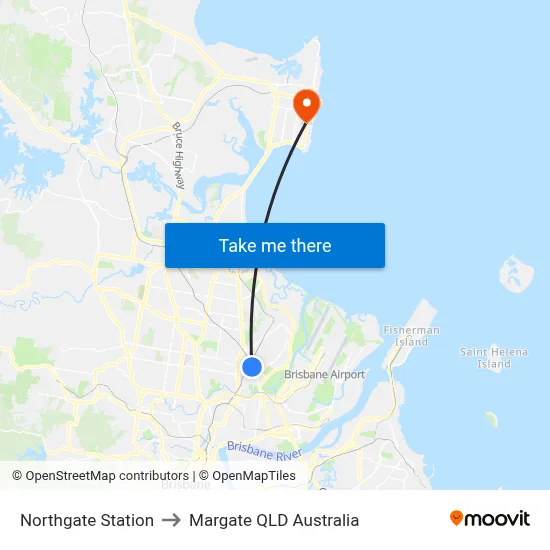 Northgate Station to Margate QLD Australia map