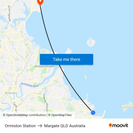 Ormiston Station to Margate QLD Australia map