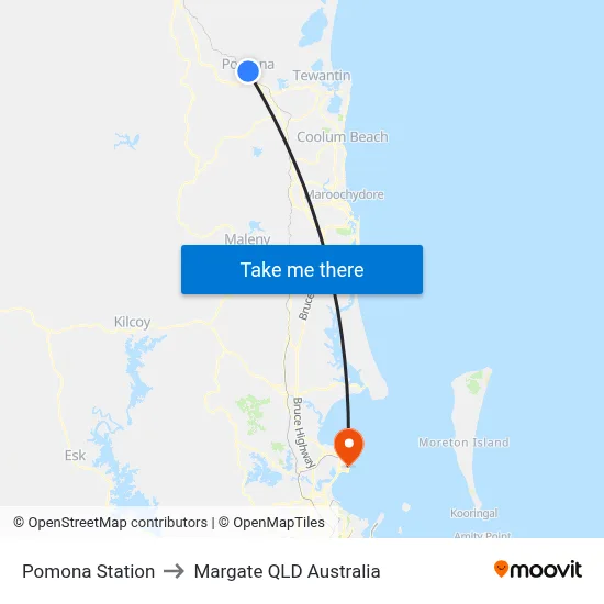 Pomona Station to Margate QLD Australia map