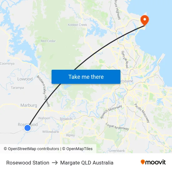 Rosewood Station to Margate QLD Australia map