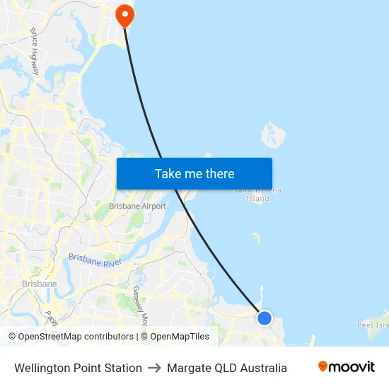 Wellington Point Station to Margate QLD Australia map